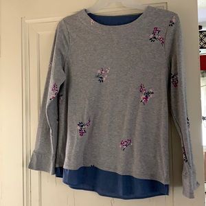 Grey and denim layered top  very cute